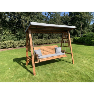 Marlborough Traditional Brighton Three Seater Swing With 1 X Winchester Cushion Grey & 2 X Scatter Cushion Grey - image 1