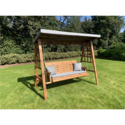 Marlborough Traditional Brighton Three Seater Swing With 1 X Winchester Cushion Grey & 2 X Scatter Cushion Grey - thumbnail 1