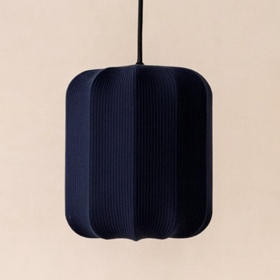 CGC Lighting Cgc Lila Navy Cylinder Ribbed Stretch Cotton Fabric Lampshade - image 1