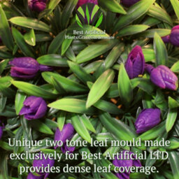 Pair Of Best Artificial 24Cm Purple Lush Tulip Hanging Basket Flower Topiary Ball - Weather & Fade Resistant - thumbnail 7
