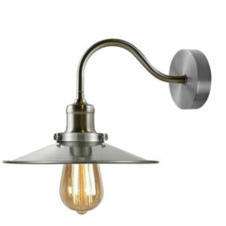 Ledsone Vintage Satin Nickel Wall Sconce Bathroom Swan Neck Wall Light, Antique Flat Lamp Shade - thumbnail 7