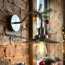 Ledsone Vintage Satin Nickel Wall Sconce Bathroom Swan Neck Wall Light, Antique Flat Lamp Shade - thumbnail 3