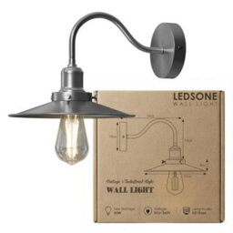 Ledsone Vintage Satin Nickel Wall Sconce Bathroom Swan Neck Wall Light, Antique Flat Lamp Shade
