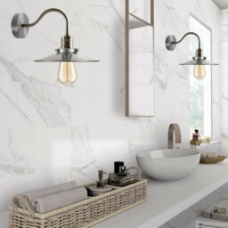 Ledsone Vintage Satin Nickel Wall Sconce Bathroom Swan Neck Wall Light, Antique Flat Lamp Shade - thumbnail 9
