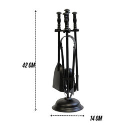 Black Waterloo Coal & Log Hod Bucket With 5-Piece Cast Iron Loop Design Fireplace Companion Tool Set - thumbnail 5