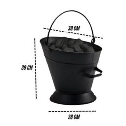 Black Waterloo Coal & Log Hod Bucket With 5-Piece Cast Iron Loop Design Fireplace Companion Tool Set - thumbnail 4