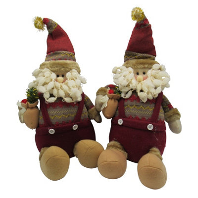 SecureFix Direct Christmas Plush Santa Claus Decorations X2 (Xmas Festive Soft Toy Ornament) - image 1