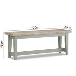 Statement Furniture Florence Bench, Wooden Dining Bench 120Cm  - Sage Green - thumbnail 2