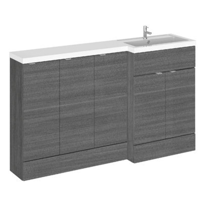 Hudson Reed Fusion 1500mm Right-Hand Freestanding Vanity Unit With Polymarble Basin, Anthracite - image 1