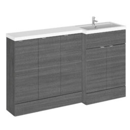 Hudson Reed Fusion 1500mm Right-Hand Freestanding Vanity Unit With Polymarble Basin, Anthracite - thumbnail 1
