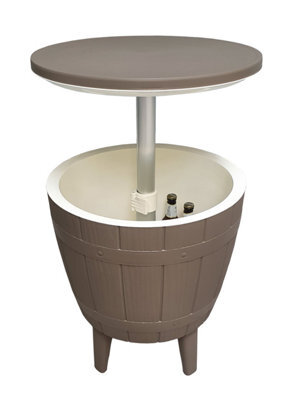 Signature Weave Wood Effect Barrel Shaped Ice Bucket Coffee Side Table Neutral - image 1