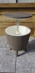 Signature Weave Wood Effect Barrel Shaped Ice Bucket Coffee Side Table Neutral - thumbnail 3