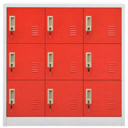 Vidaxl Locker Cabinets 2 Pcs Light Grey And Red 90X45X92.5 Cm Steel - thumbnail 3
