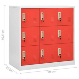 Vidaxl Locker Cabinets 2 Pcs Light Grey And Red 90X45X92.5 Cm Steel - thumbnail 9