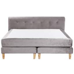 Beliani Divan Bed Velvet Marquise 180 X 200 Cm (Eu Super King) Grey - thumbnail 4