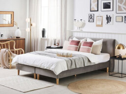 Beliani Divan Bed Velvet Marquise 180 X 200 Cm (Eu Super King) Grey - thumbnail 2
