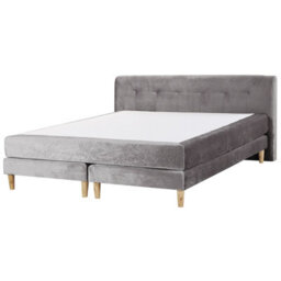 Beliani Divan Bed Velvet Marquise 180 X 200 Cm (Eu Super King) Grey - thumbnail 1