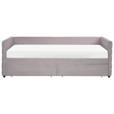 Wyld And Coco Velvetnest Light Grey Daybed 90 X 200 Cm With Slatted Frame And Storage Drawers - image 1