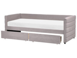 Wyld And Coco Velvetnest Light Grey Daybed 90 X 200 Cm With Slatted Frame And Storage Drawers - thumbnail 3