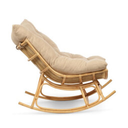 Desser Natural Rattan Papasan Rocking Chair With Square Cushion - Indoor & Dry Outdoor Use - Latte - thumbnail 5
