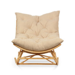 Desser Natural Rattan Papasan Rocking Chair With Square Cushion - Indoor & Dry Outdoor Use - Latte - thumbnail 4
