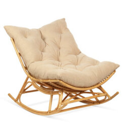 Desser Natural Rattan Papasan Rocking Chair With Square Cushion - Indoor & Dry Outdoor Use - Latte - thumbnail 2