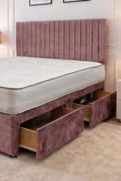 "Knight Sleep Emily Plush Bed Set With Mattress, 4 Drawers Same Side & 24""headboard, Pink Plush, 5Ft - King Size" - thumbnail 2