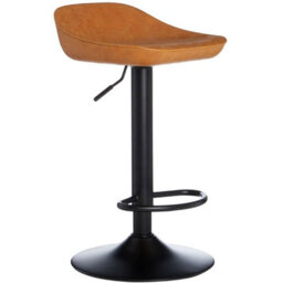 Max 75 High Stool - Black - Rustic Aged Wooden Seat Pad. - thumbnail 2