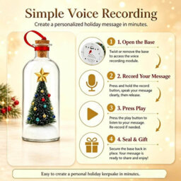 Amorly Recordable Christmas Message In A Bottle Ornament, Voice Recording & Playback Xmas Decor Gift For Family Friends - thumbnail 5