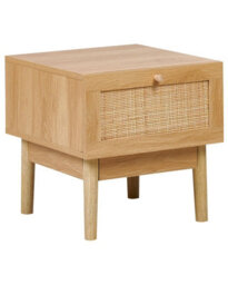 Wyld And Coco Astrahome Bedside Nightstand With Pine Wood Drawer And Rattan Front, Compact W40 X D42 X H40Cm - thumbnail 3