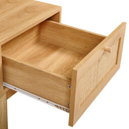 Wyld And Coco Astrahome Bedside Nightstand With Pine Wood Drawer And Rattan Front, Compact W40 X D42 X H40Cm - thumbnail 6
