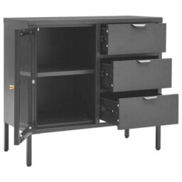 Berkfield Classic Sideboard Anthracite 75X35X70 Cm Steel And Tempered Glass - thumbnail 6