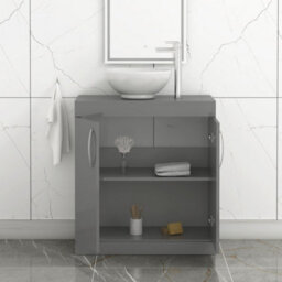 Royal Bathrooms Turin 800mm Floor Standing Vanity Unit 2 Door Indigo Grey Gloss & Countertop Basin - Breeze - thumbnail 3