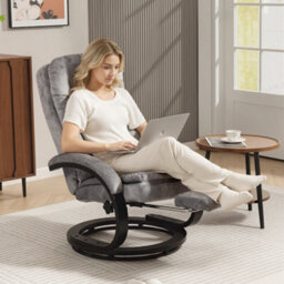 Homcom Manual Recliner Armchair With Footrest, Wooden Base, Grey - thumbnail 7
