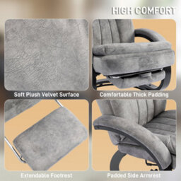 Homcom Manual Recliner Armchair With Footrest, Wooden Base, Grey - thumbnail 6