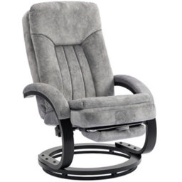 Homcom Manual Recliner Armchair With Footrest, Wooden Base, Grey - thumbnail 2