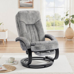 Homcom Manual Recliner Armchair With Footrest, Wooden Base, Grey - thumbnail 8