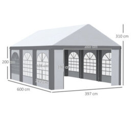 Outsunny 6 X 4M Party Tent, Marquee Gazebo With Sides, Windows And Double Doors - thumbnail 3