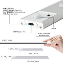 Usb Rechargeable Dimmable Cabinet Lamp, 20Cm, Motion-Activated With 54 Leds, 3-Piece Set - thumbnail 6