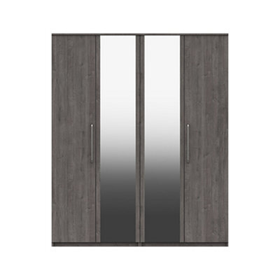 Rochester 4 Door Robe With 2 Mirrors - Dark Grey Oak On Express Delivery And Ready Assembled - image 1