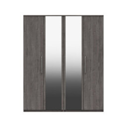 Rochester 4 Door Robe With 2 Mirrors - Dark Grey Oak On Express Delivery And Ready Assembled - thumbnail 1