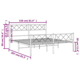 Berkfield Metal Bed Frame With Headboard And Footboard White 150X200 Cm - thumbnail 9