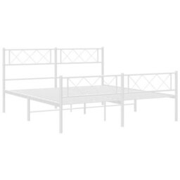 Berkfield Metal Bed Frame With Headboard And Footboard White 150X200 Cm - thumbnail 5