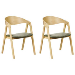 Beliani Set Of 2 Dining Chairs Yuba Wood Dark Green