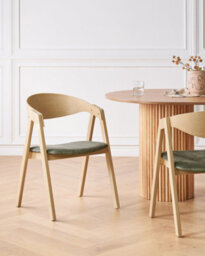 Beliani Set Of 2 Dining Chairs Yuba Wood Dark Green - thumbnail 2