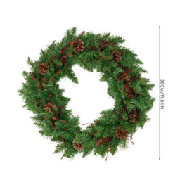 Living And Home 30Cm Artificial Christmas Wreath Decorated With Berries And Pine Cones. - thumbnail 6