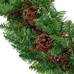 Living And Home 30Cm Artificial Christmas Wreath Decorated With Berries And Pine Cones. - thumbnail 5