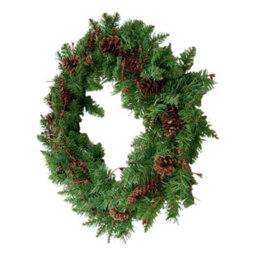 Living And Home 30Cm Artificial Christmas Wreath Decorated With Berries And Pine Cones. - thumbnail 2
