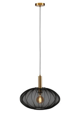 Lucide Corina - Pendant Light - 50 Cm - 1Xe27 - Black - image 1