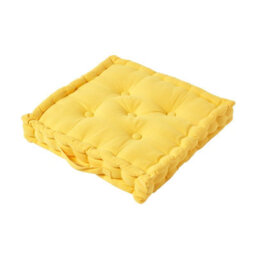 Homescapes Cotton Yellow Floor Cushion, 50 X 50 Cm